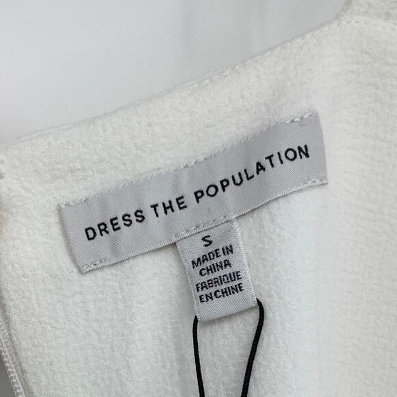 NEW! Dress the Population Size Small Estella White Gown Crepe Sweetheart G7-7 - Picture 4 of 8